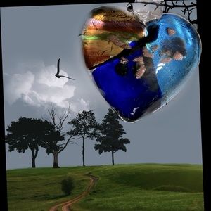 Very Large Colorful Glass Pendant